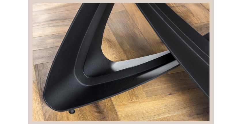 Table ZAREL – Extensible 180 à 260 cm – Céramique et verre trempé – Effet marbre blanc – Style contemporain