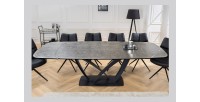 Table AZURA – Extensible 180 à 260 cm – Rectangulaire – Effet marbre gris graphite – Design contemporain