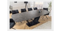 Table AZURA – Extensible 180 à 260 cm – Rectangulaire – Effet marbre gris graphite – Design contemporain