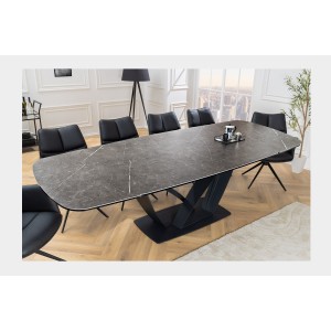Table AZURA – Extensible 180 à 260 cm – Rectangulaire – Effet marbre gris graphite – Design contemporain