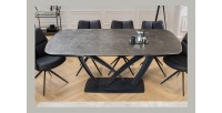 Table AZURA – Extensible 180 à 260 cm – Rectangulaire – Effet marbre gris graphite – Design contemporain