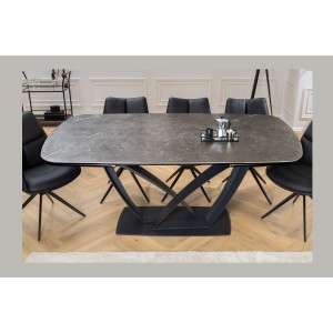 Table AZURA – Extensible 180 à 260 cm – Rectangulaire – Effet marbre gris graphite – Design contemporain
