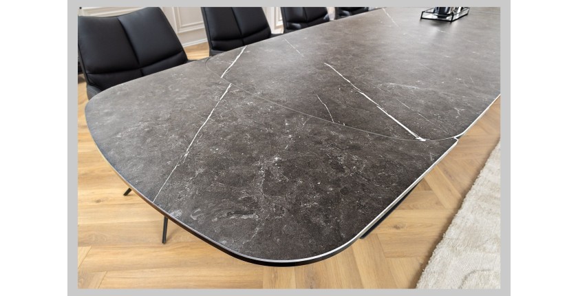 Table AZURA – Extensible 180 à 260 cm – Rectangulaire – Effet marbre gris graphite – Design contemporain