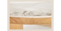 Table de salle à manger LUMEA – Ovale 200 cm – Effet marbre blanc – Pied large – Style contemporain