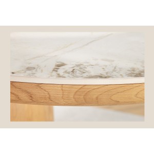 Table de salle à manger LUMEA – Ovale 200 cm – Effet marbre blanc – Pied large – Style contemporain