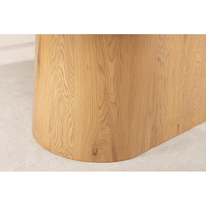 Table de salle à manger LUMEA – Ovale 200 cm – Effet marbre blanc – Pied large – Style contemporain