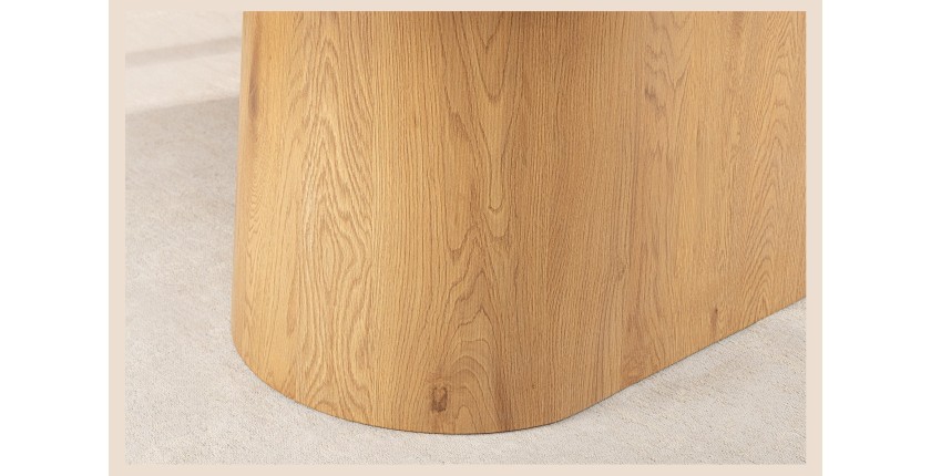 Table de salle à manger LUMEA – Ovale 200 cm – Effet marbre blanc – Pied large – Style contemporain