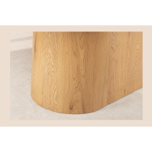Table de salle à manger LUMEA – Ovale 200 cm – Effet marbre blanc – Pied large – Style contemporain