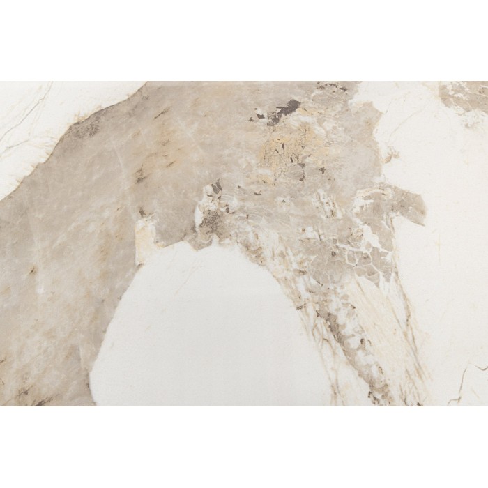 Table de salle à manger LUMEA – Ovale 200 cm – Effet marbre blanc – Pied large – Style contemporain