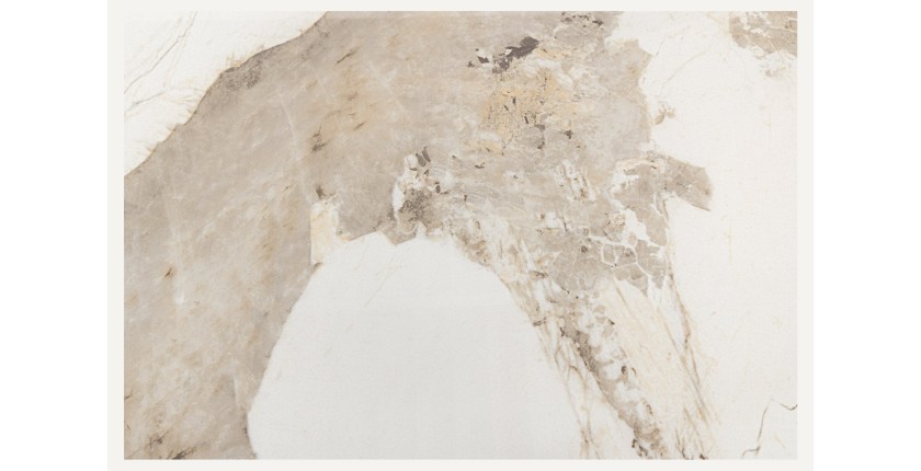 Table de salle à manger LUMEA – Ovale 200 cm – Effet marbre blanc – Pied large – Style contemporain