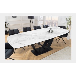 Table AZURA – Extensible 180 à 260 cm – Rectangulaire – Effet marbre blanc – Design contemporain