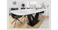 Table AZURA – Extensible 180 à 260 cm – Rectangulaire – Effet marbre blanc – Design contemporain