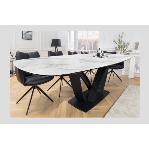 Table AZURA – Extensible 180 à 260 cm – Rectangulaire – Effet marbre blanc – Design contemporain