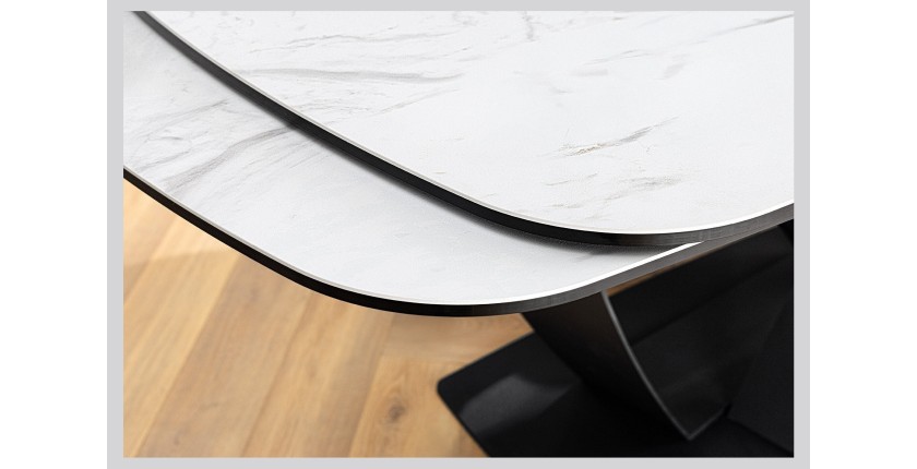 Table AZURA – Extensible 180 à 260 cm – Rectangulaire – Effet marbre blanc – Design contemporain