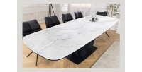 Table AZURA – Extensible 180 à 260 cm – Rectangulaire – Effet marbre blanc – Design contemporain