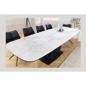Table AZURA – Extensible 180 à 260 cm – Rectangulaire – Effet marbre blanc – Design contemporain
