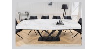 Table AZURA – Extensible 180 à 260 cm – Rectangulaire – Effet marbre blanc – Design contemporain