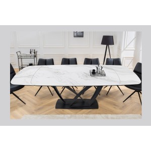 Table AZURA – Extensible 180 à 260 cm – Rectangulaire – Effet marbre blanc – Design contemporain