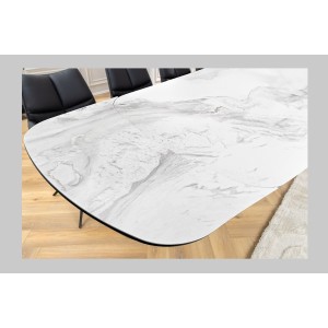 Table AZURA – Extensible 180 à 260 cm – Rectangulaire – Effet marbre blanc – Design contemporain