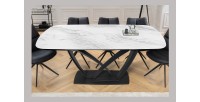 Table AZURA – Extensible 180 à 260 cm – Rectangulaire – Effet marbre blanc – Design contemporain