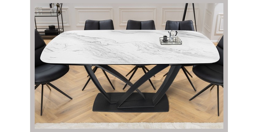 Table AZURA – Extensible 180 à 260 cm – Rectangulaire – Effet marbre blanc – Design contemporain
