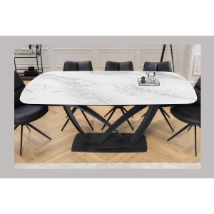 Table AZURA – Extensible 180 à 260 cm – Rectangulaire – Effet marbre blanc – Design contemporain