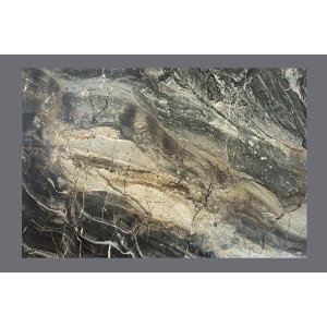 Table de salle à manger ZAREL – Extensible 180 à 260 cm – Céramique et verre trempé – Aspect marbre gris taupe