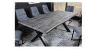 Table de salle à manger RIVET – Rectangulaire 200 cm – Bois gris et métal noir