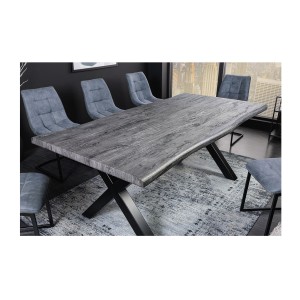 Table de salle à manger RIVET – Rectangulaire 200 cm – Bois gris et métal noir