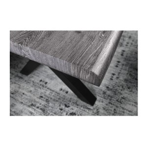 Table de salle à manger RIVET – Rectangulaire 200 cm – Bois gris et métal noir