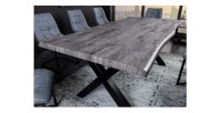 Table de salle à manger RIVET – Rectangulaire 200 cm – Bois gris et métal noir