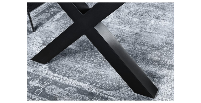 Table de salle à manger RIVET – Rectangulaire 200 cm – Bois gris et métal noir