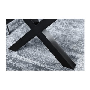Table de salle à manger RIVET – Rectangulaire 200 cm – Bois gris et métal noir