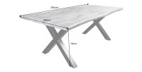 Table RIVET grise 200cm sur fond blanc dimensions