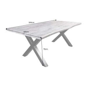 Table de salle à manger RIVET – Rectangulaire 200 cm – Bois gris et métal noir