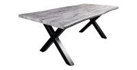Table de salle à manger RIVET – Rectangulaire 200 cm – Bois gris et métal noir