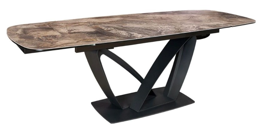Table de salle à manger AZURA – Extensible 180 à 260 cm – Effet marbre taupe – Design contemporain