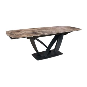 Table de salle à manger AZURA – Extensible 180 à 260 cm – Effet marbre taupe – Design contemporain