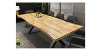 Table de salle à manger RIVET extensible jusqu'à 220 cm – Bois et métal noir – Style industriel