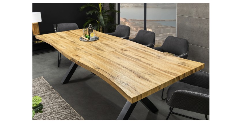 Table de salle à manger RIVET extensible jusqu'à 220 cm – Bois et métal noir – Style industriel