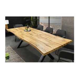 Table de salle à manger RIVET extensible jusqu'à 220 cm – Bois et métal noir – Style industriel