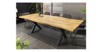 Table de salle à manger RIVET extensible jusqu'à 220 cm – Bois et métal noir – Style industriel