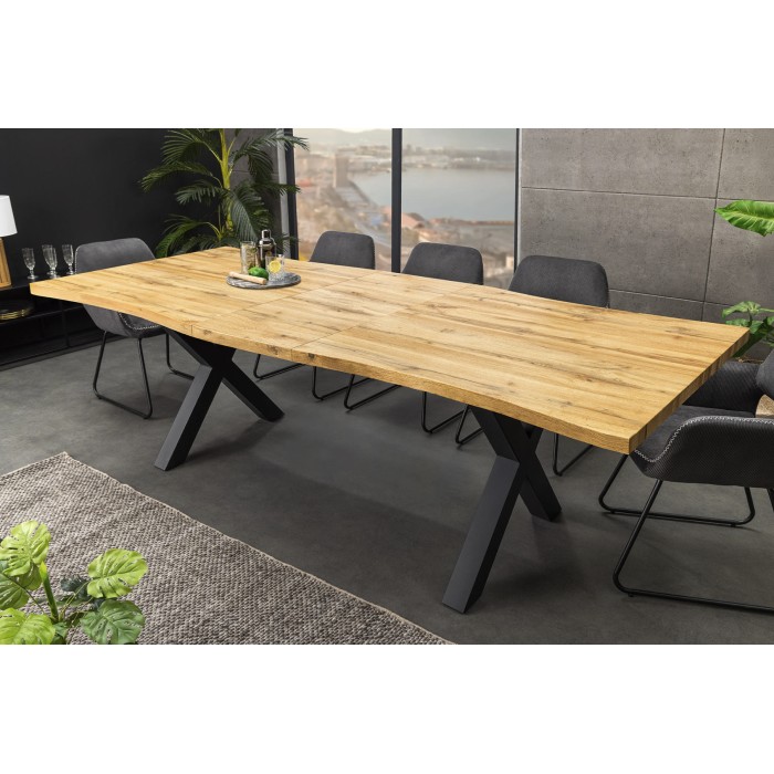 Table RIVET bois extensible 220cm avec extension vu de côté