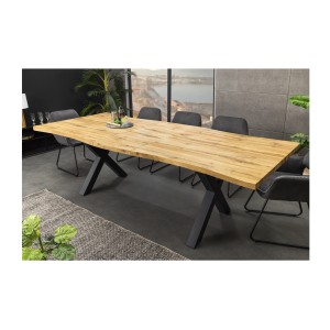 Table de salle à manger RIVET extensible jusqu'à 220 cm – Bois et métal noir – Style industriel