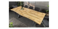 Table de salle à manger RIVET extensible jusqu'à 220 cm – Bois et métal noir – Style industriel