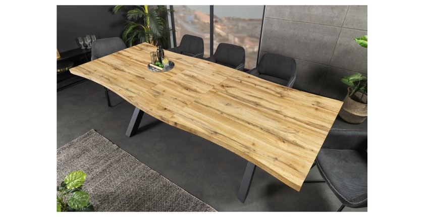 Table de salle à manger RIVET extensible jusqu'à 220 cm – Bois et métal noir – Style industriel