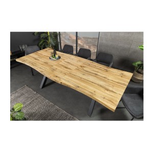 Table de salle à manger RIVET extensible jusqu'à 220 cm – Bois et métal noir – Style industriel