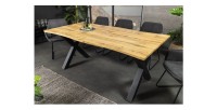 Table de salle à manger RIVET extensible jusqu'à 220 cm – Bois et métal noir – Style industriel
