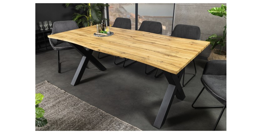 Table de salle à manger RIVET extensible jusqu'à 220 cm – Bois et métal noir – Style industriel
