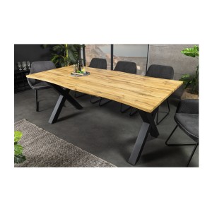Table de salle à manger RIVET extensible jusqu'à 220 cm – Bois et métal noir – Style industriel